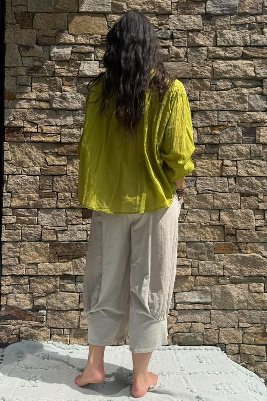 Shayle Indian Cotton Smock Shirt Olive